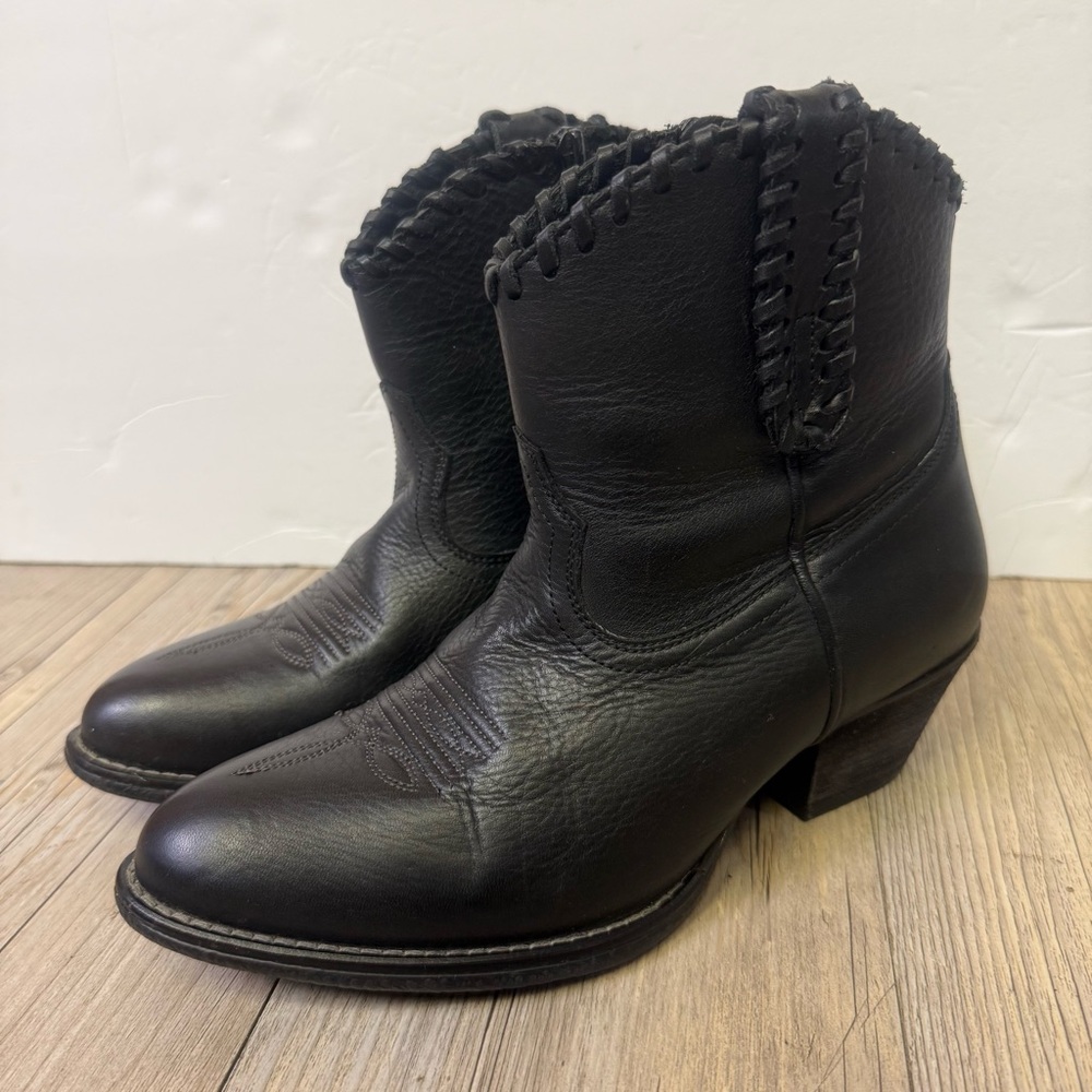 Shyanne Western Boots Women's Low Black Braided Edge Booties -  Size 7 M Leather - Picture 2 of 16